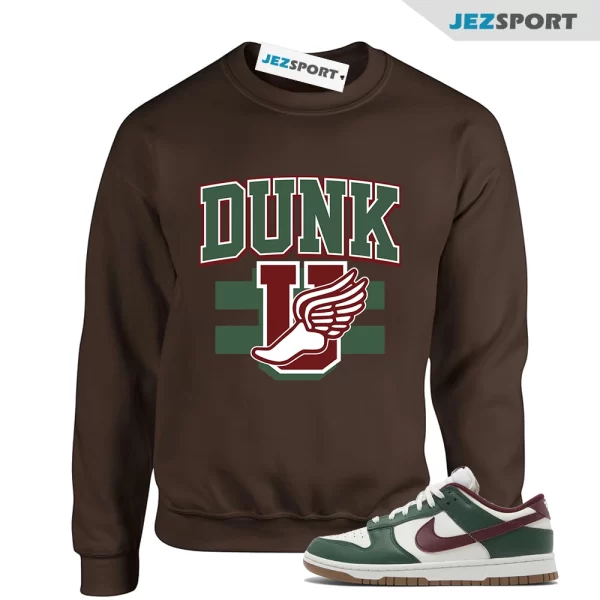 Blessed Sweatshirt Brown to Match Dunk Low Gorge Green Team Red FB7160-161, Matching Sneaker Sweatshirt