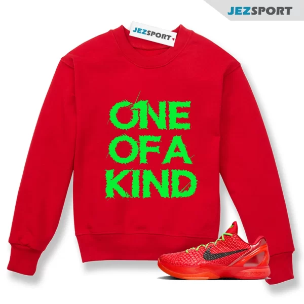 1OAK Sweatshirt to Match 6 Christmas Bright Crimson Red Electric Green Neon Reverse, Matching Sneaker Sweatshirt