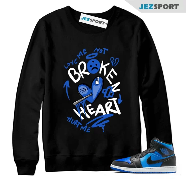 1 Mid Varsity Royal Sweatshirt to Match Racer Game Blue Hyper Cobalt Dunk BROKEN, Matching Sneaker Sweatshirt