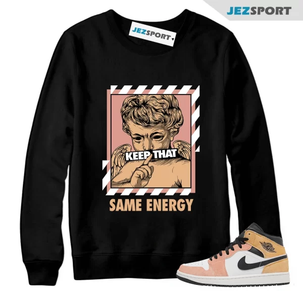 ENERGY Sweatshirt to Match 1 Mid Sundial Sunburst Magic Ember White Black Flight, Matching Sneaker Sweatshirt