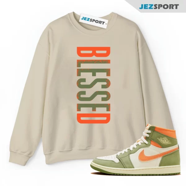 Jordan 1 Retro Hi OG Craft Celadon 1 Sky J Olive Bright Mandarin Coconut Milk Sweatshirt Match VERTBLS, Matching Sneaker Sweatshirt