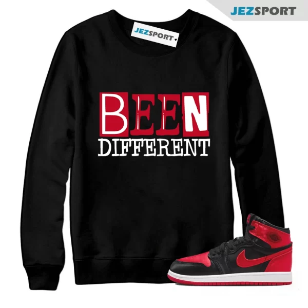 Satin Bred 1 University Red White Black Retro High OG Sweatshirt Match BEEN, Matching Sneaker Sweatshirt