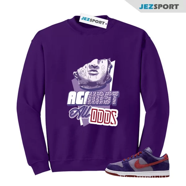 All Odds Sneaker Sweatshirt Purple to Match Dunk Low Plum CU1726-500, Matching Sneaker Sweatshirt