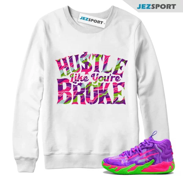 Puma Toxic LaMelo Ball Purple Glimmer Green Gecko 03 Slime Sweatshirt Match BROKE, Matching Sneaker Sweatshirt