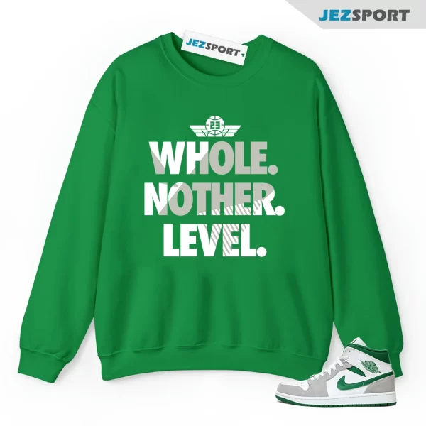 Next Level Sweatshirt to Match Air Jordan 1 Mid SE Grey Pine Green DC7294-103, Matching Sneaker Sweatshirt