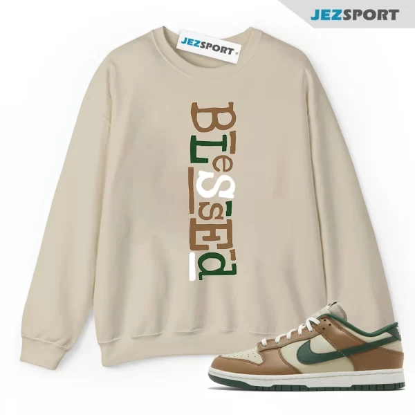 B2 Sweatshirt to match Dunk Low Tan Retro Rattan Gorge Green Sail Dark Driftwood, Matching Sneaker Sweatshirt