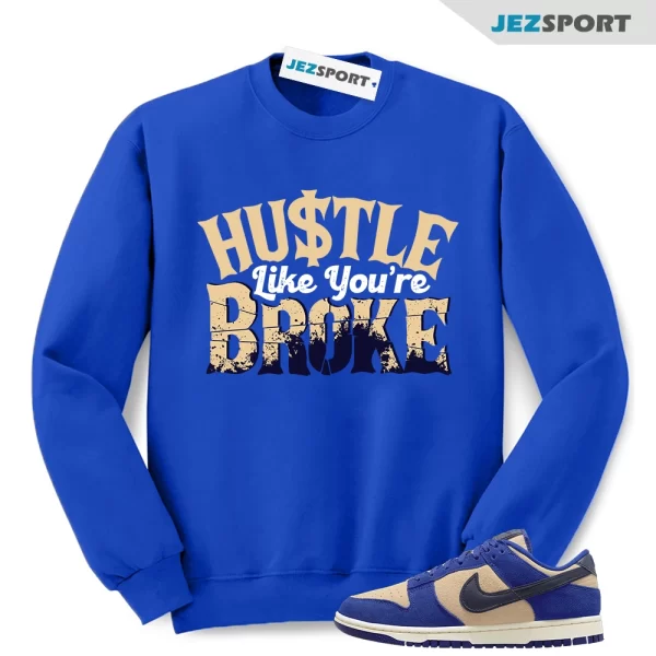 BROKE Sweatshirt to match Dunk Low LX Royal Blue Suede WMNS Midnight Navy Obsidian, Matching Sneaker Sweatshirt