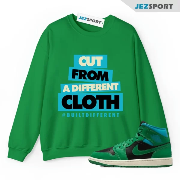 CLOTH Sweatshirt to match Air Jordan 1 Mid WMNS Lucky Green Black Aquatone, Matching Sneaker Sweatshirt