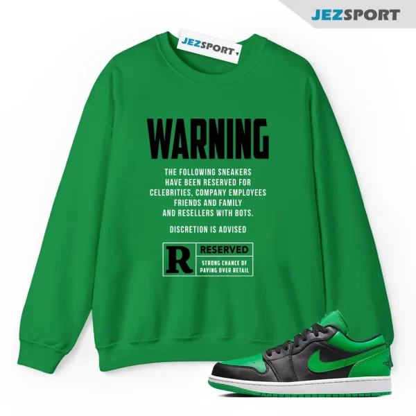 Reserved Lucky Green Sweatshirt to Match Jordan 1 Low Lucky Green 553558-065, Matching Sneaker Sweatshirt