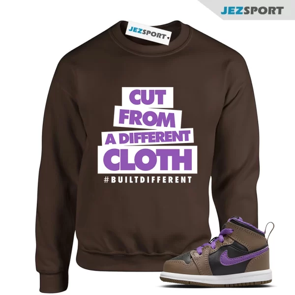 CLOTH Sweatshirt to match Air Jordan 1 Mid Palomino Purple Mocha Wild Berry Black, Matching Sneaker Sweatshirt