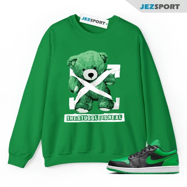 STRUG Sweatshirt to match Air Jordan 1 Low Lucky Green Black White, Matching Sneaker Sweatshirt