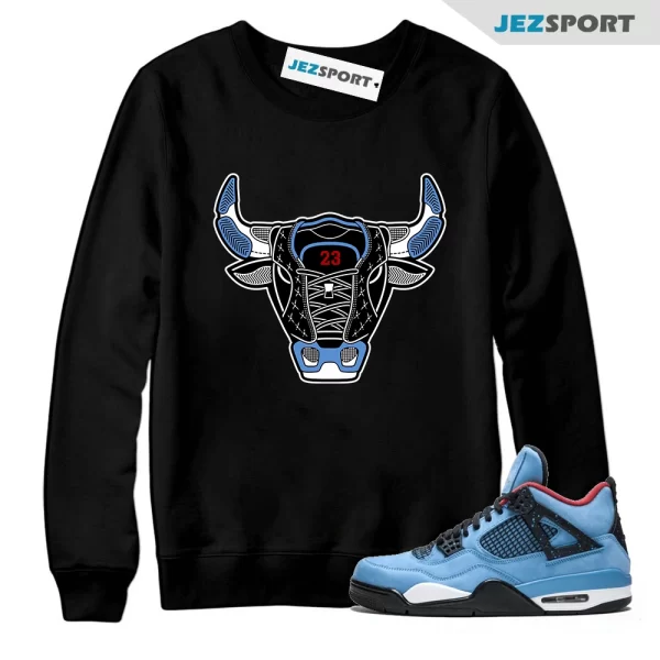 Sweatshirt to Match Jordan 4 Cactus Jack Sneakers Bull 4 Black Tee, Matching Sneaker Sweatshirt