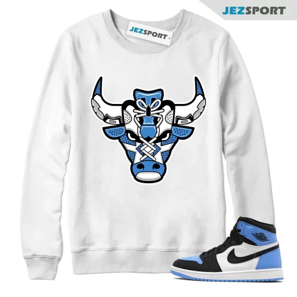 Sweatshirt To Match Jordan 1 UNC Toe Bull Blue, Matching Sneaker Sweatshirt