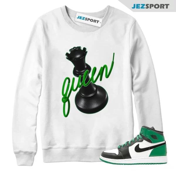 3D Queen Lucky Green Sweatshirt Sneaker Matching Sweatshirt To Match 1s Celtics, Matching Sneaker Sweatshirt