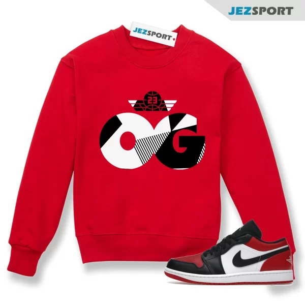 OG Bred Sneaker Sweatshirt to Match Jordan 1 Low Bred Toe 553558-612, Matching Sneaker Sweatshirt