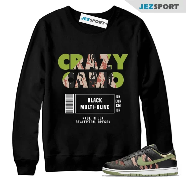 Box Label Sweatshirt to Match Dunk Low SE Black Multi-Camo DH0957-001, Matching Sneaker Sweatshirt