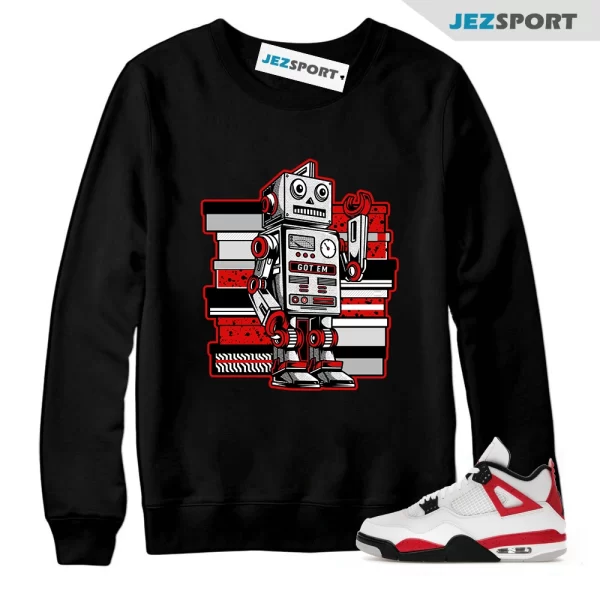 Sneaker Bot Red Cement Sweatshirt to Match Jordan 4 Retro Red Cement DH6927-161, Matching Sneaker Sweatshirt