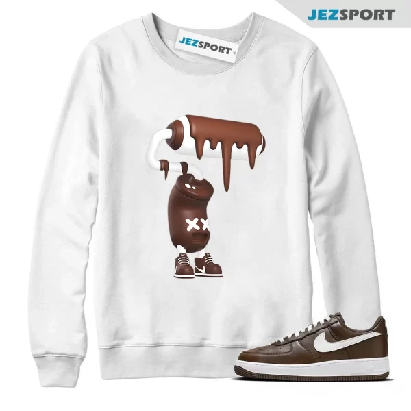 3D Paint Roller Sneaker Tee, Casual Unisex Cotton Sneaker Sweatshirt To Match Air Force 1 Chocolate, Matching Sneaker Sweatshirt