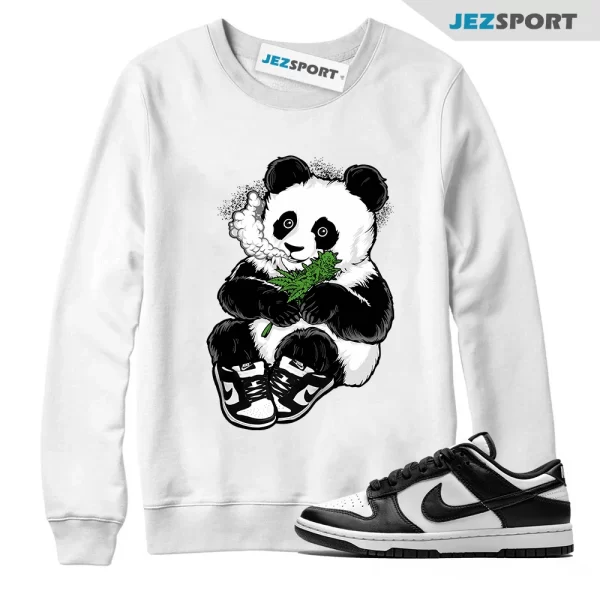 Smoking Panda Unisex Crew Neck Sweatshirt To Match Dunks Panda Black White, Matching Sneaker Sweatshirt