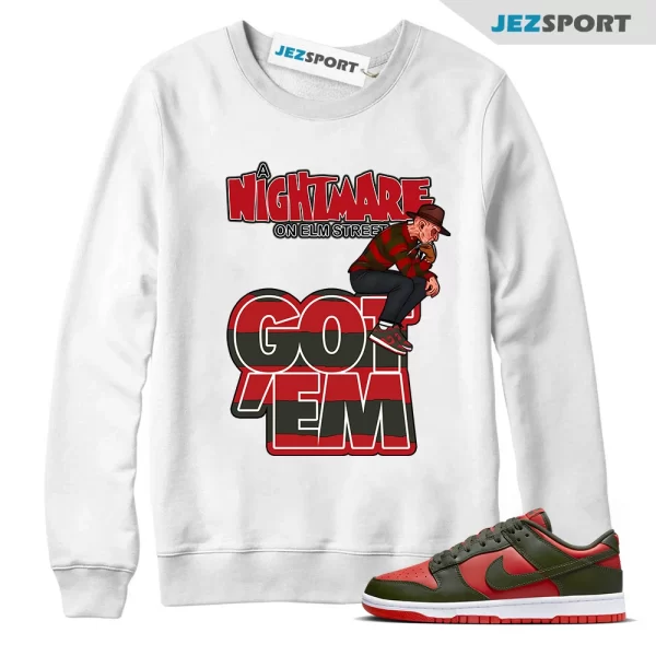 We Will Fit Sweatshirt To Match The Dunk Mystic Red Freddy Krueger Dunks Sweatshirt