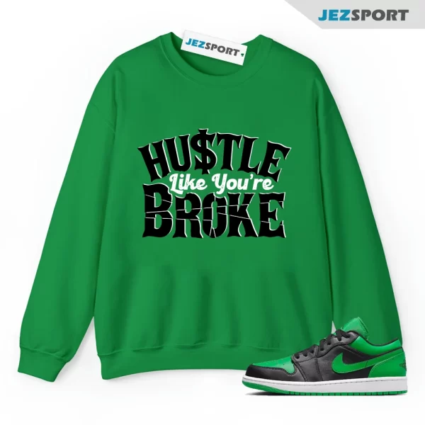 BROKE Sweatshirt to match Air Jordan 1 Low Lucky Green Black White, Matching Sneaker Sweatshirt