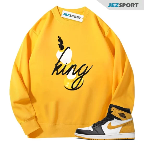 3D King Casual Sneaker Sweatshirt To Match 1s Yellow Ochre Streetwear, Matching Sneaker Sweatshirt