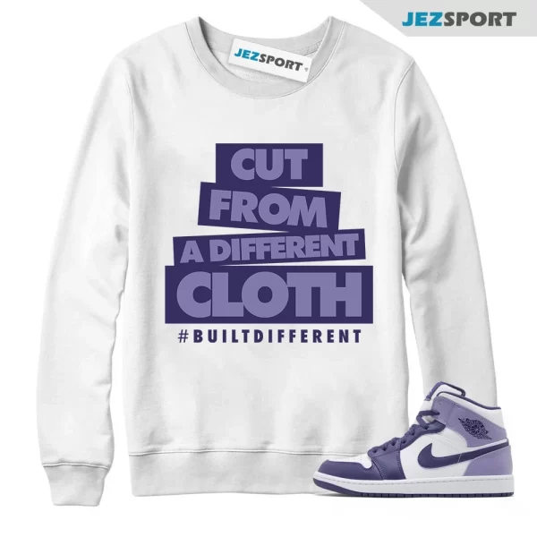 CLOTH Sweatshirt to match Air Jordan 1 Mid Sky J Light Purple Blueberry White, Matching Sneaker Sweatshirt