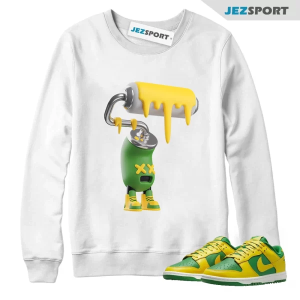 3D Paint Roller Unisex Crew Neck Sneaker Matching Tee Sweatshirt To Match Dunks Reverse Brazil, Matching Sneaker Sweatshirt