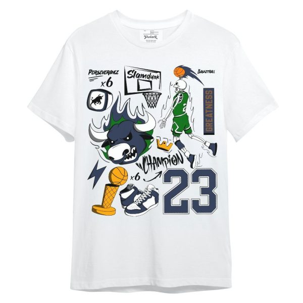 Midnight Navy 13s Shirt, 23 Doodle Basketball Legend Skeleton Unisex Shirt Matching Jordan Shirt Jezsport.com