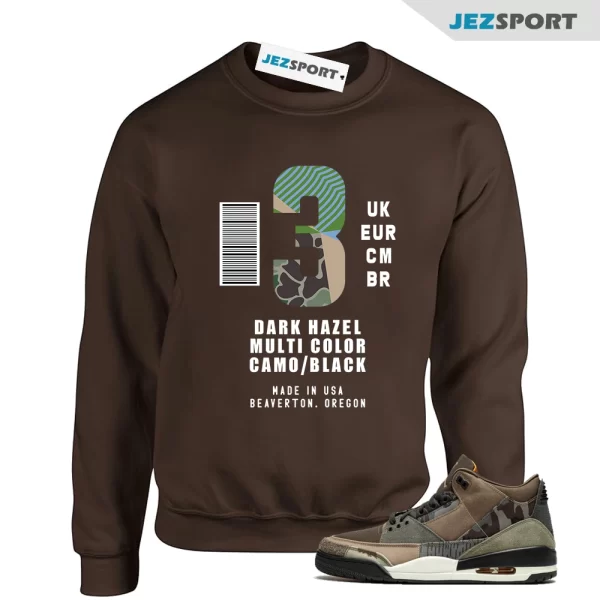 Box Label Patchwork Sweatshirt to Match Jordan 3 Retro Patchwork Camo DO1830-200, Matching Sneaker Sweatshirt