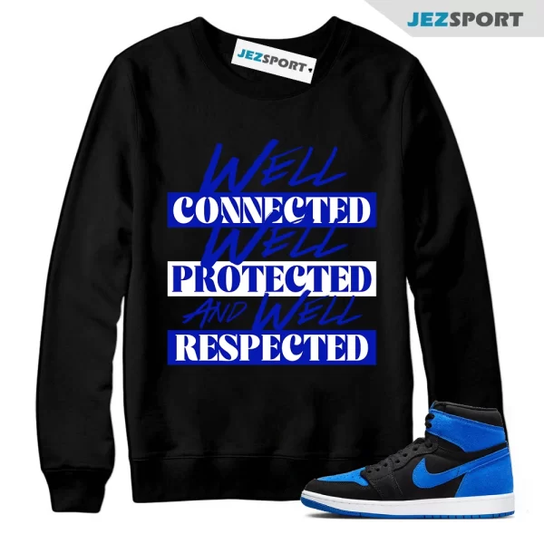 Sweatshirt To Match Air Jordan 1 Royal Reimagined 1 Blue White Black Sweatshirt Match WELL, Matching Sneaker Sweatshirt