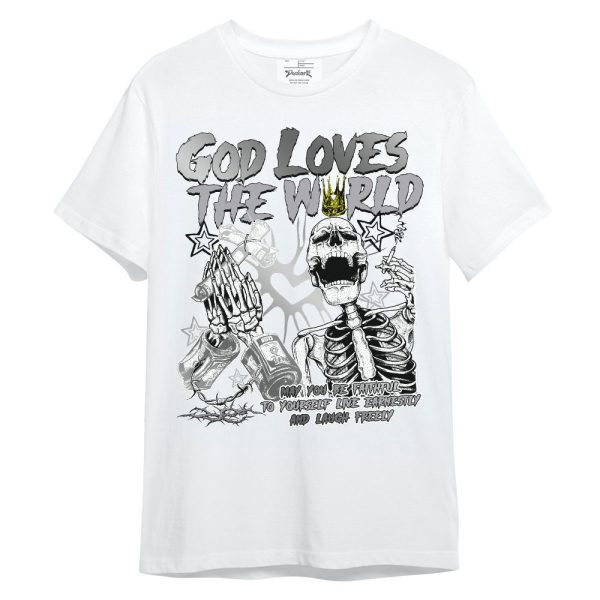 Metallic Silver 14s Shirt, God Loves The World Unisex Shirt Matching Jordan Shirt Jezsport.com