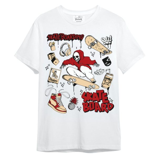 Dunk Low Strawberry Waffle Shirt, Doodle Skeleton Skateboard Unisex Shirt Matching Jordan Shirt Jezsport.com