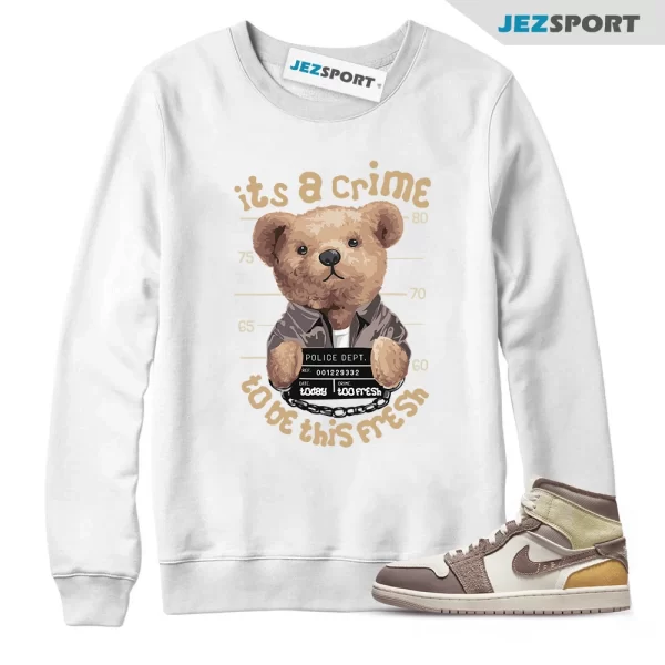 CRIME Sweatshirt Air Jordan 1 Mid Craft Inside Out Taupe Haze Fossil Stone Gold Muslin, Matching Sneaker Sweatshirt