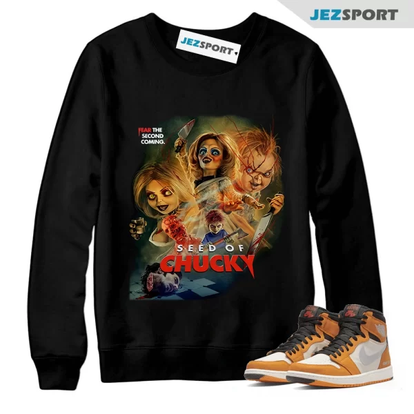 Seed Of Chucky Funny Halloween Sweatshirt to Match Air Jordan 1 Element Gore-Tex Light Curry, Matching Sneaker Sweatshirt