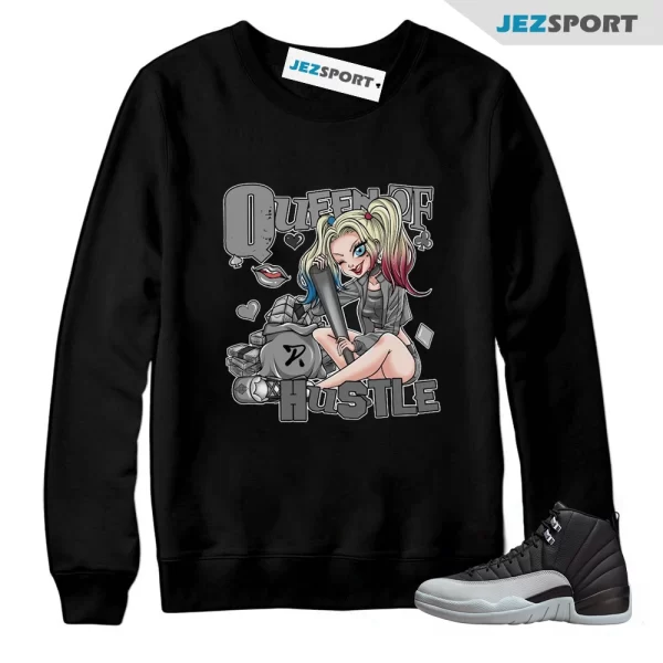 Hustles Quiinn Unisex Sweatshirt To March Air Jordan 12 Barons Black Wolf Grey, Matching Sneaker Sweatshirt