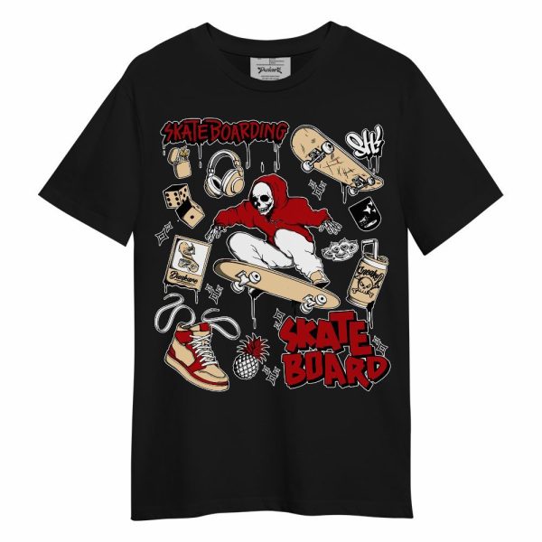 Dunk Low Strawberry Waffle Shirt, Doodle Skeleton Skateboard Unisex Shirt Matching Jordan Shirt Jezsport.com