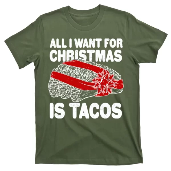 All I Want For Christmas Is Tacos Funny T Shirt For Men, Christmas Shirt For Girl Jezsport.com