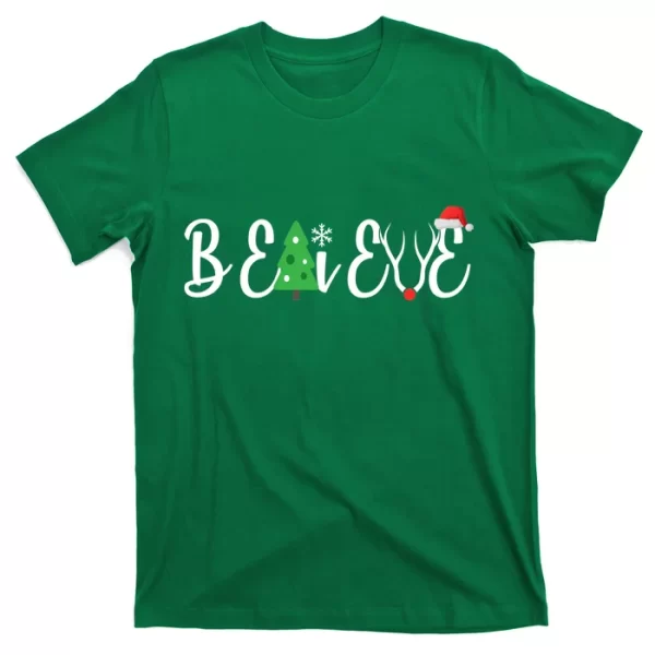 Believe In Christmas Cute T Shirt For Men, Christmas Shirt For Girl Jezsport.com