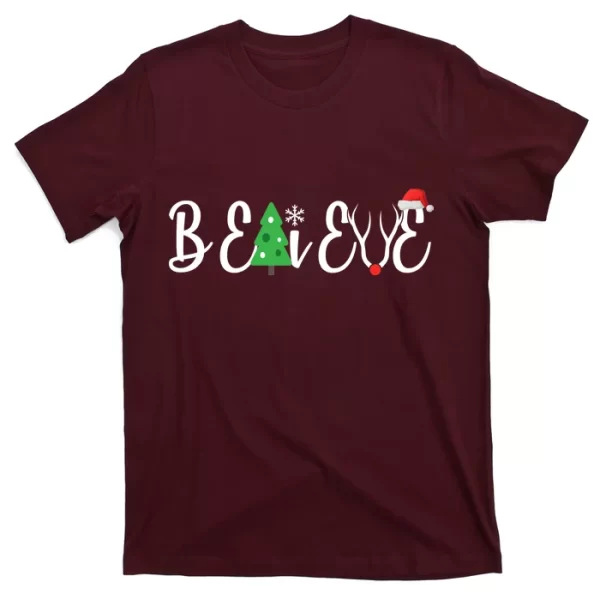 Believe In Christmas Cute T Shirt For Men, Christmas Shirt For Girl Jezsport.com