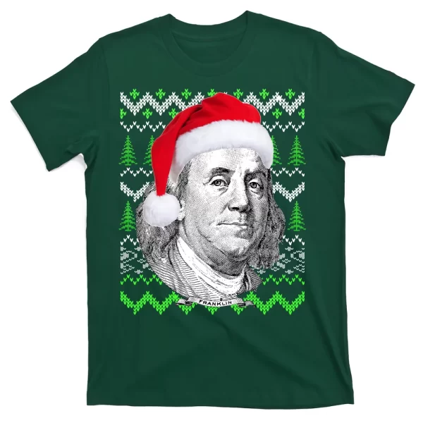 Benjamin Franklin Ugly Christmas Sweater T Shirt For Men, Christmas Shirt For Girl Jezsport.com