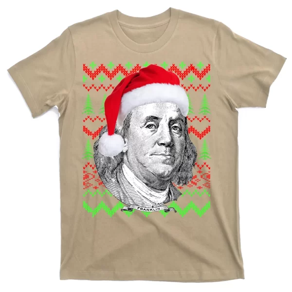 Benjamin Franklin Ugly Christmas Sweater T Shirt For Men, Christmas Shirt For Girl Jezsport.com