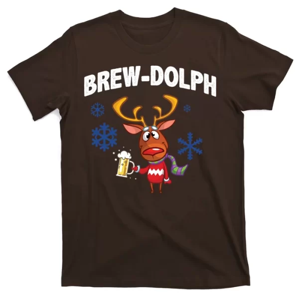 Brew-Dolph Christmas Reindeer T Shirt For Men, Christmas Shirt For Girl Jezsport.com