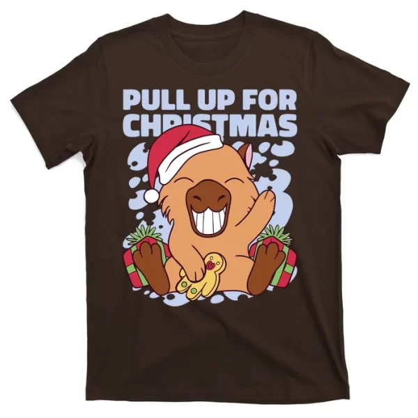 Christmas Capybara Pull Up T Shirt For Men, Christmas Shirt For Girl Jezsport.com