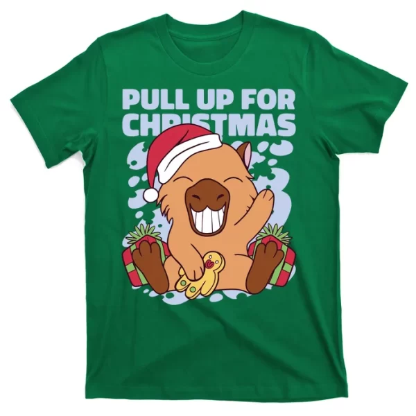 Christmas Capybara Pull Up T Shirt For Men, Christmas Shirt For Girl Jezsport.com