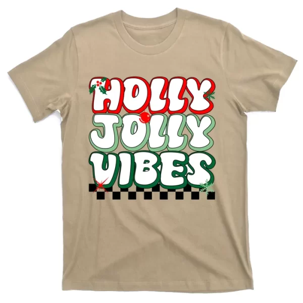 Cute Holly Jolly Vibes Christmas Checkerboard T ShirtFor Men, Christmas Shirt For Girl Jezsport.com