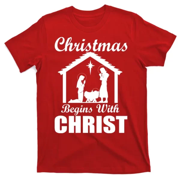 Christmas Begins With Christ T Shirt For Men, Christmas Shirt For Girl Jezsport.com