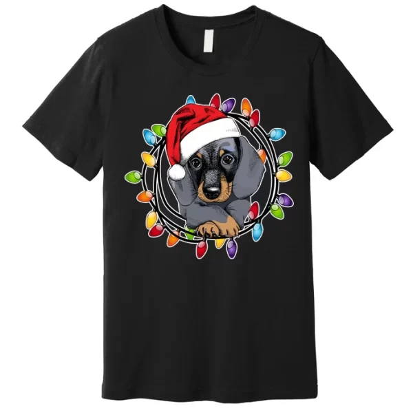 Christmas Dachshund Lights T Shirt For Men, Christmas Shirt For Girl Jezsport.com