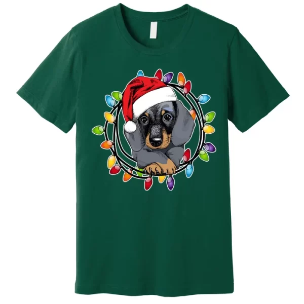 Christmas Dachshund Lights T Shirt For Men, Christmas Shirt For Girl Jezsport.com