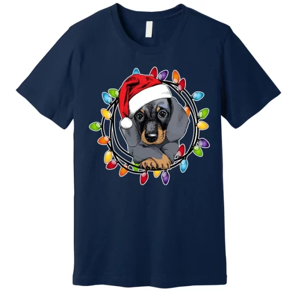 Christmas Dachshund Lights T Shirt For Men, Christmas Shirt For Girl Jezsport.com